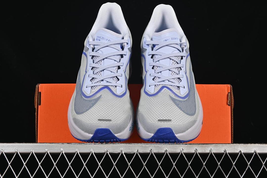 Front view of the pair showing the toe shape and laces.