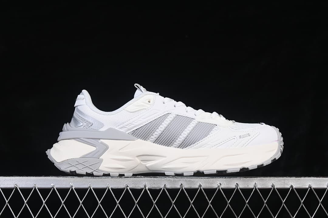 Side profile of the white and grey adidas XLG Storm Edge sneaker
