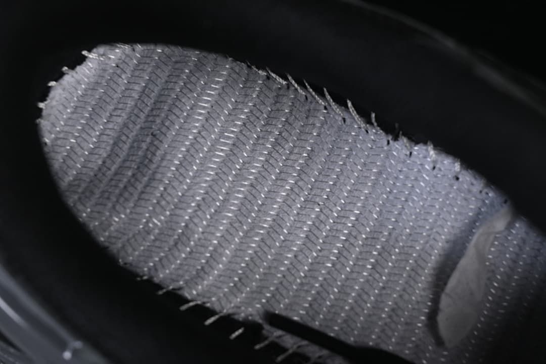 Close-up of textured shoe interior material