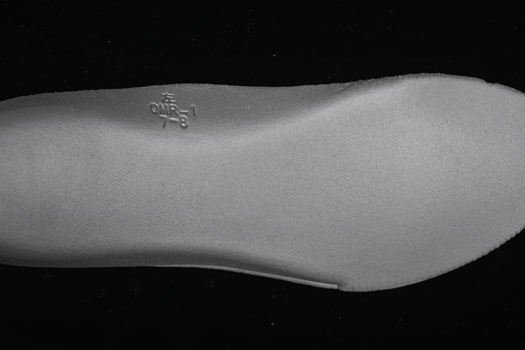 Close-up of the removable footbed with a size marking