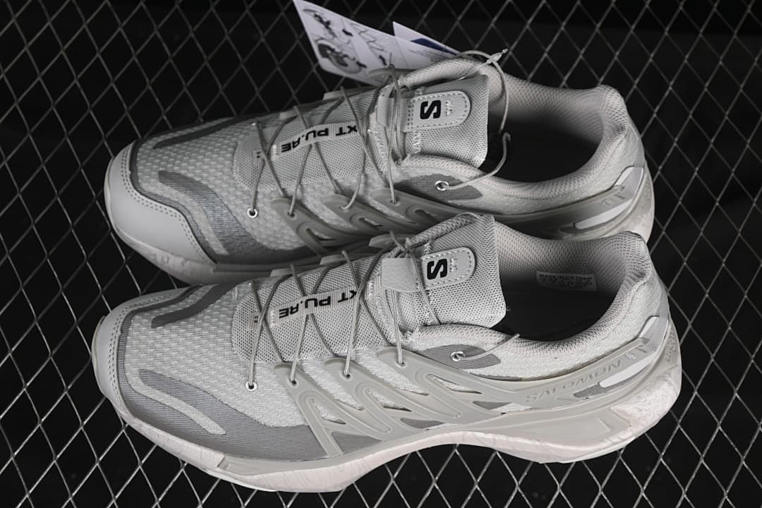 Pair of light grey Salomon XT Pu.re Advanced shoes viewed from above