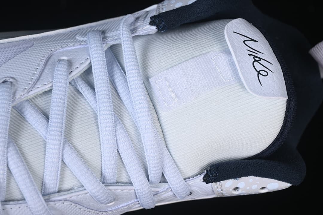 Close-up of the tongue, laces, and Nike branding