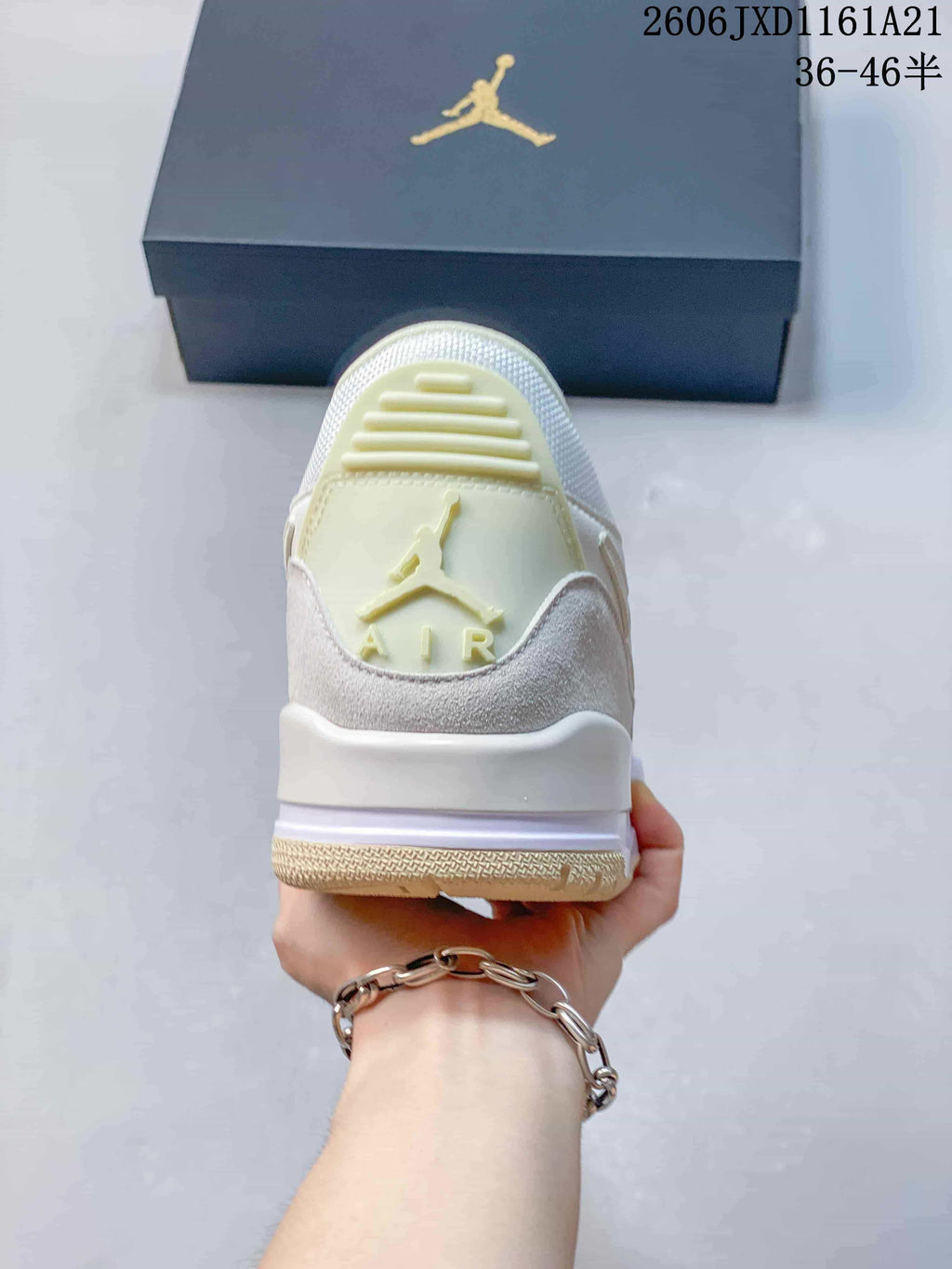 Rear view of the Jordan Legacy 312 Low showing the heel panel and outsole