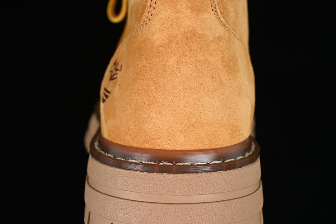 Close-up of the boot heel and layered sole construction
