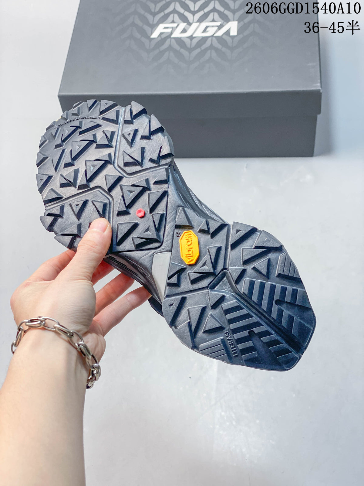 Close-up of the lugged outsole on a KAILAS FUGA DU2 BOA shoe.