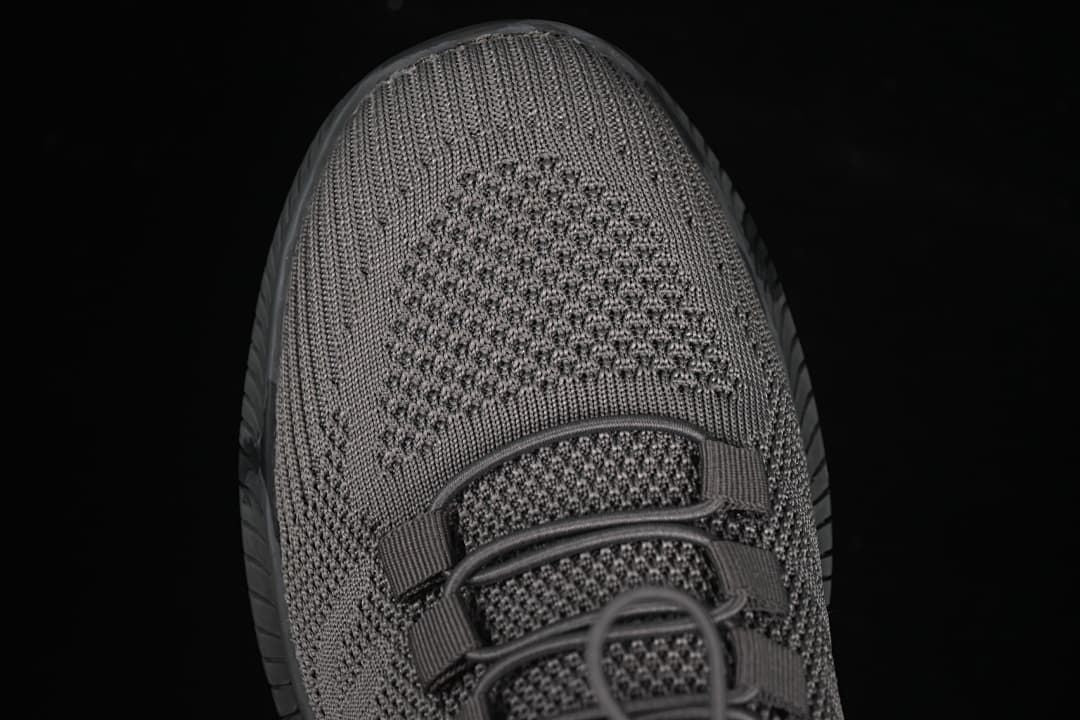 Top view of the textured toe and cord lacing