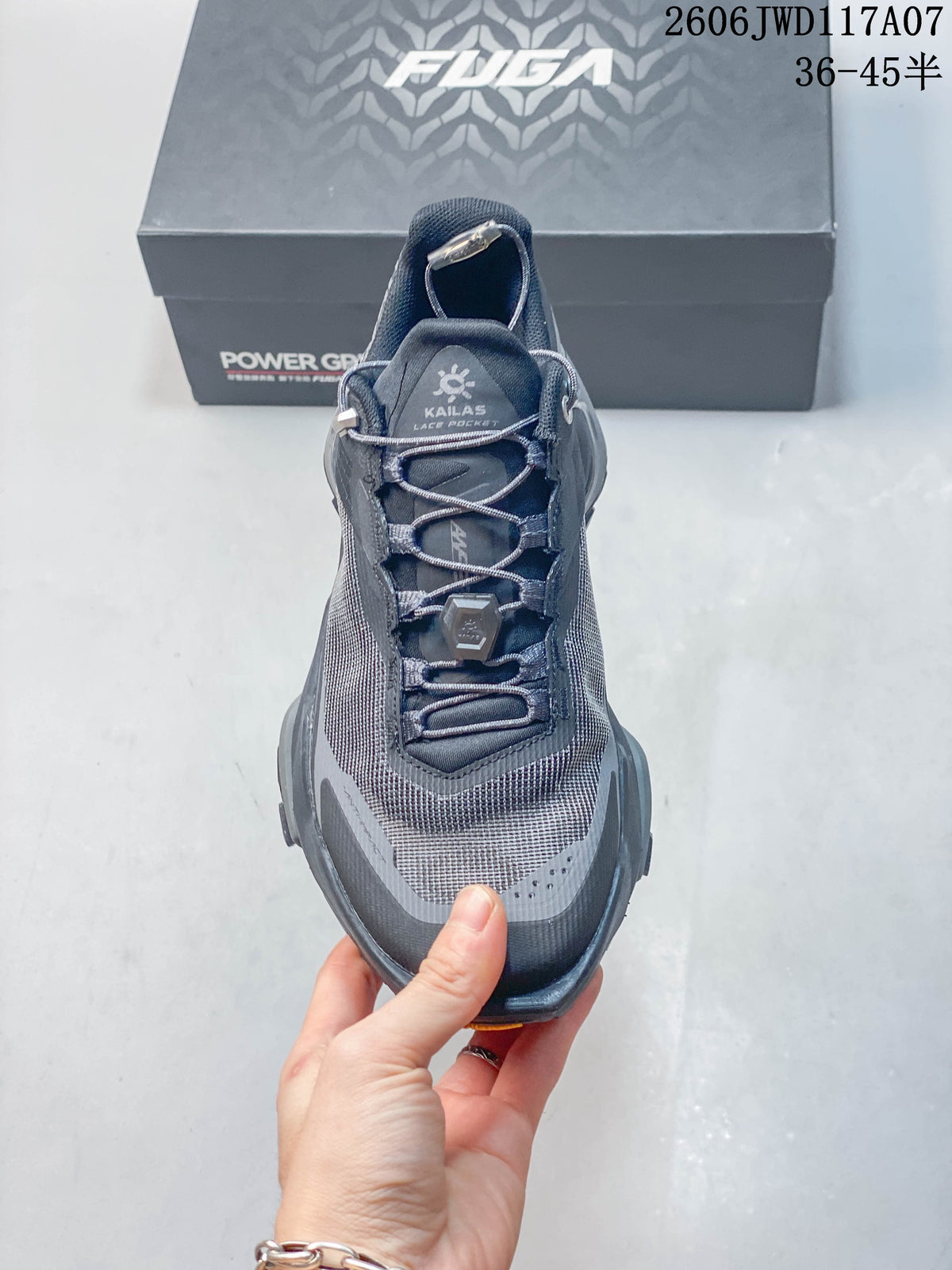 Front view highlighting the mesh-patterned upper and quick-lacing system