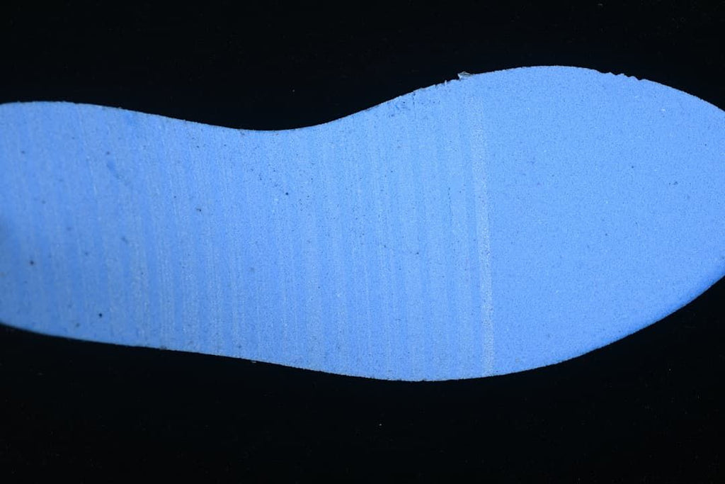 Close-up view of a blue shoe insert