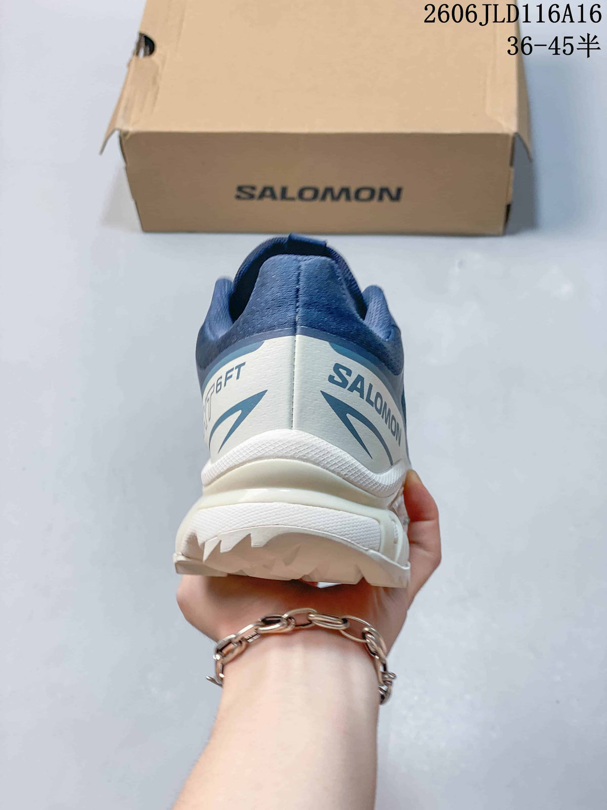 Rear view showing the heel design and Salomon branding