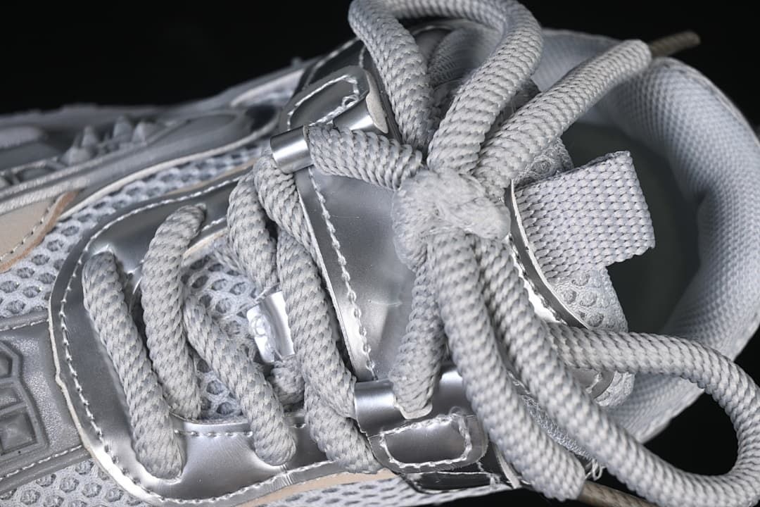 Close-up of the sneaker’s laces and tongue area