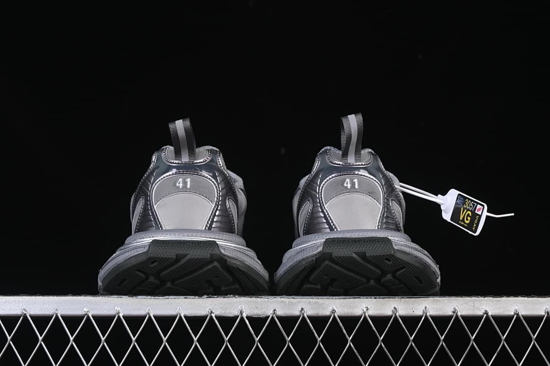 Rear view of the pair showing heel tabs and size markings.