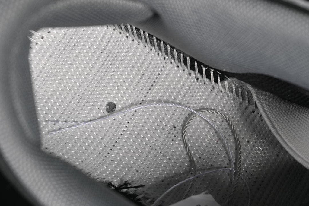 Close-up of the sneaker interior lining and stitching