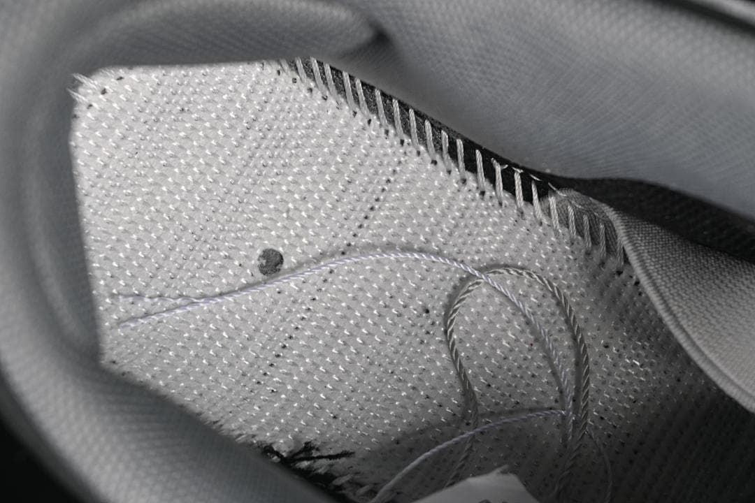 Close-up of the sneaker interior lining and stitching