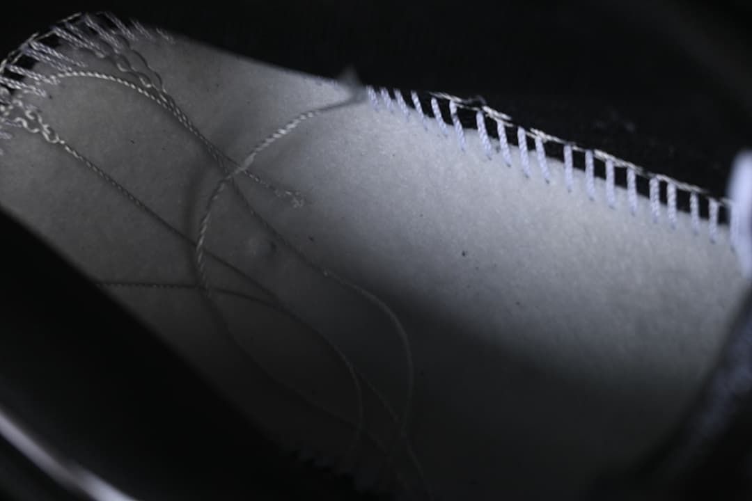 Close-up of interior stitching and lining