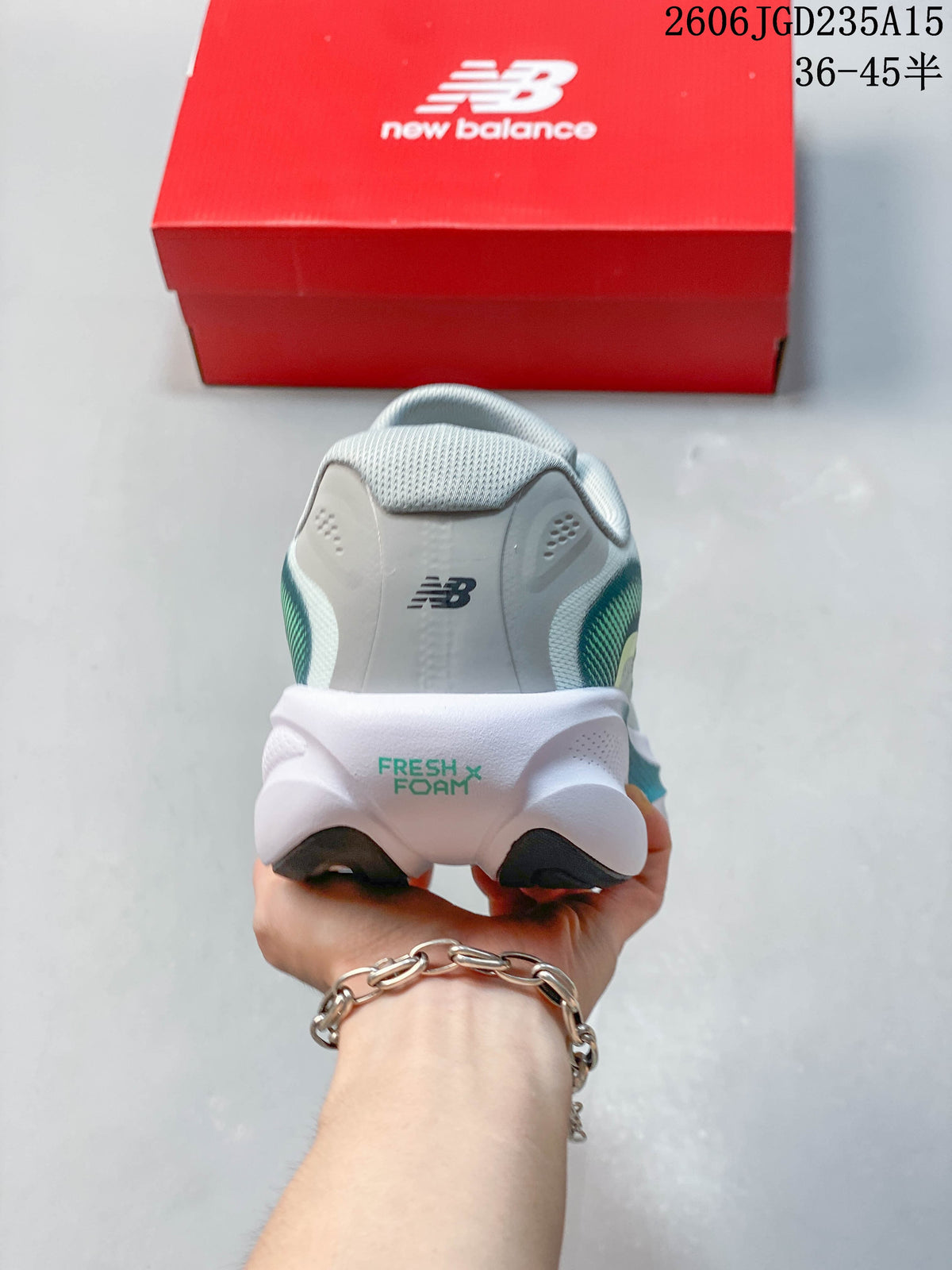 Rear view of the New Balance running shoe showing the heel and white midsole.