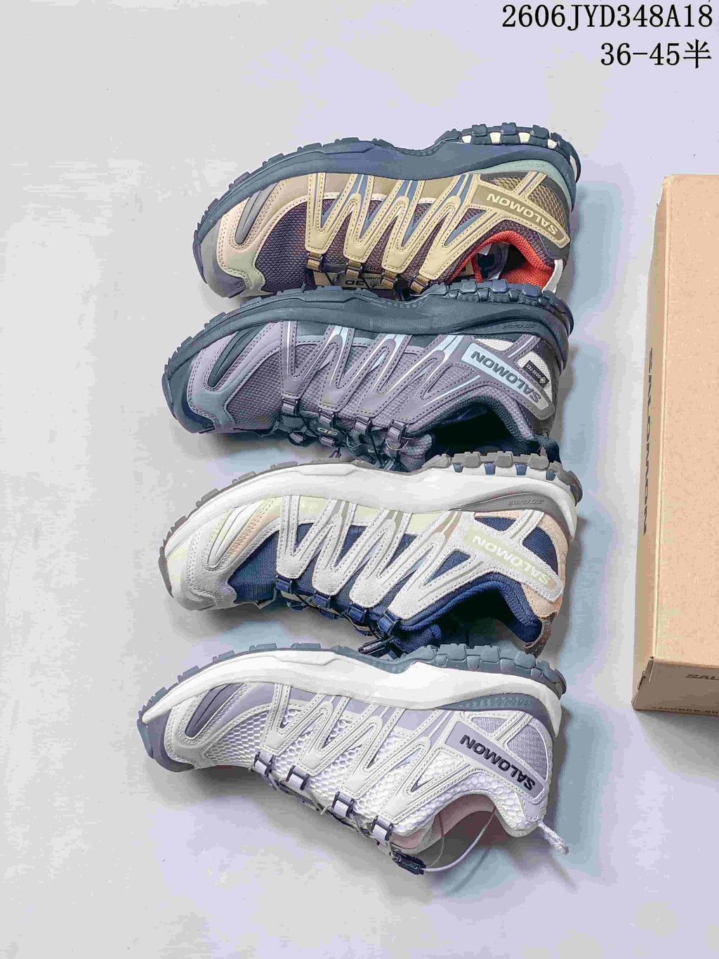 Side-by-side view of Salomon XT-3D shoes in several colorways.