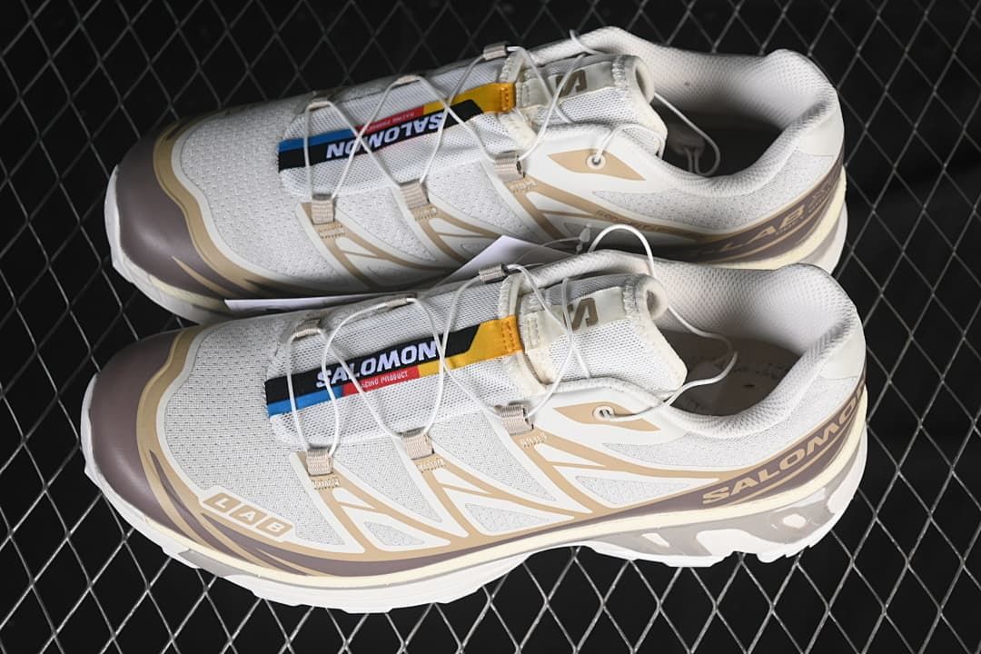Pair of Salomon XT-6 sneakers viewed from above and the side.