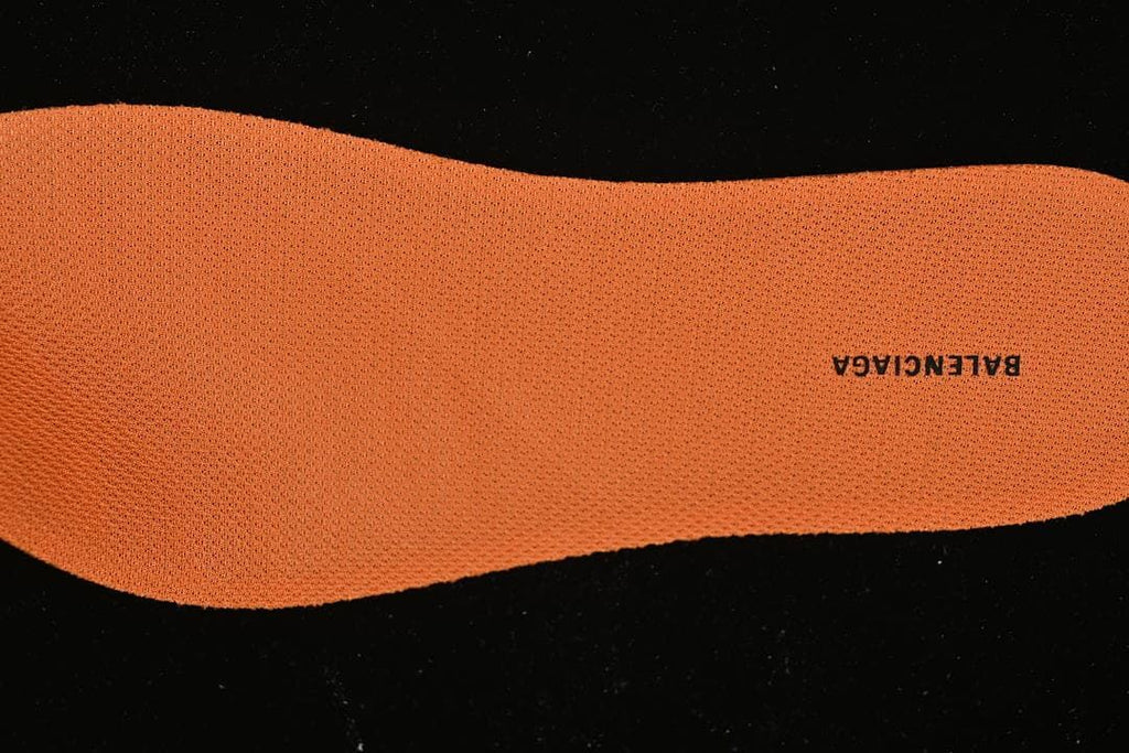 Close-up of the orange insole with Balenciaga branding