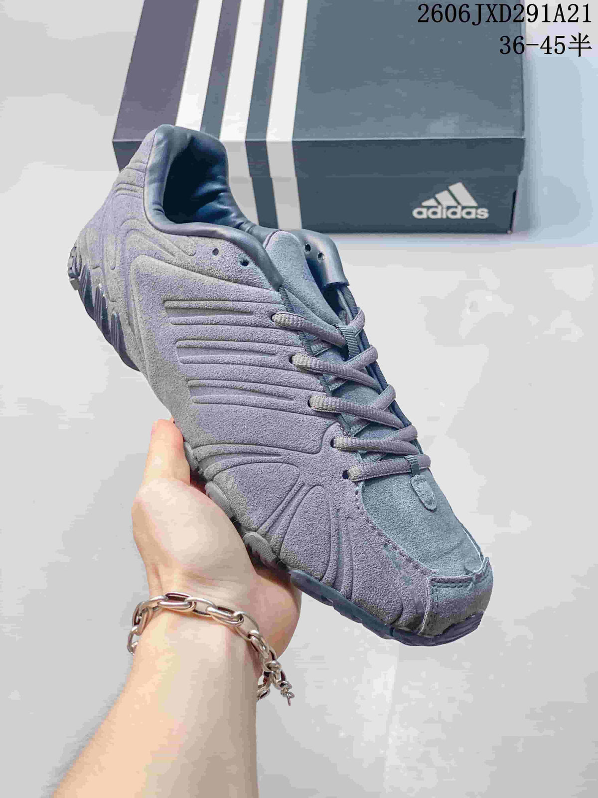 Metallic silver adidas Ghost Sprint sneaker with sculpted panels and matching laces.