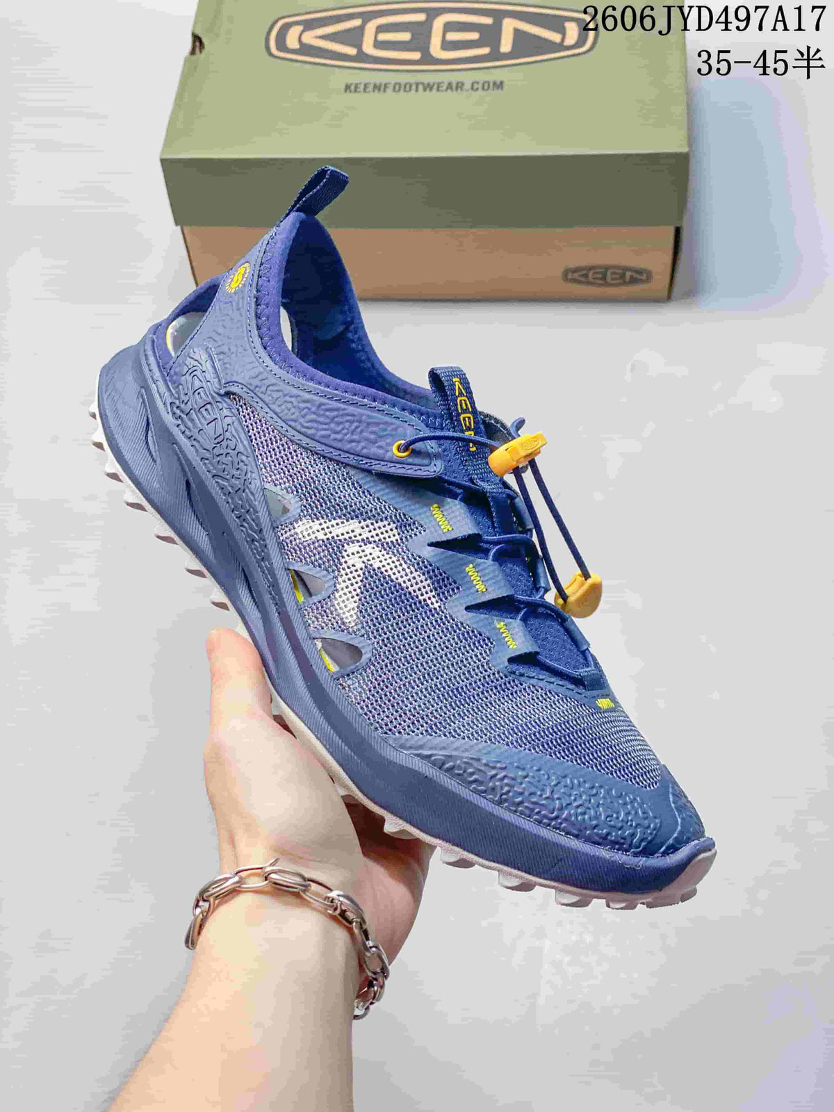 Angled side view of the blue KEEN Zionic ADV shoe