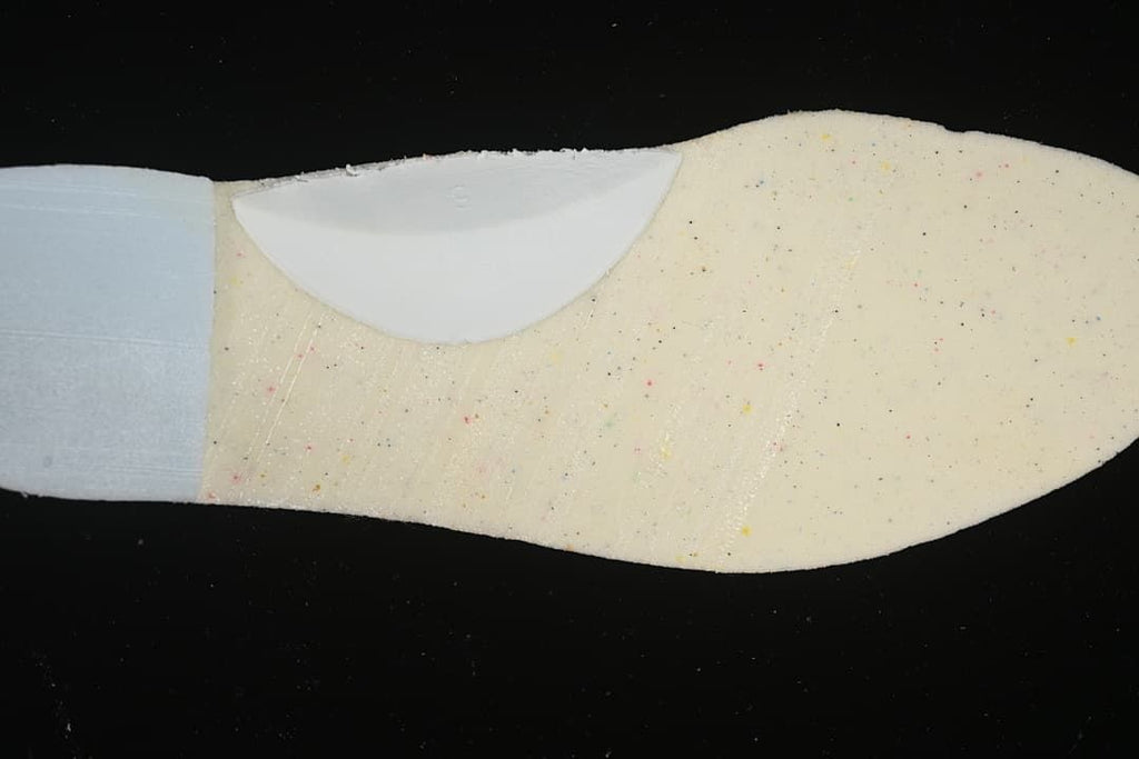 Close-up of the sneaker's removable insole underside