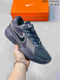 Dark gray Nike G.T. Cut 3 basketball shoe with a light-edged Swoosh and patterned side panel.