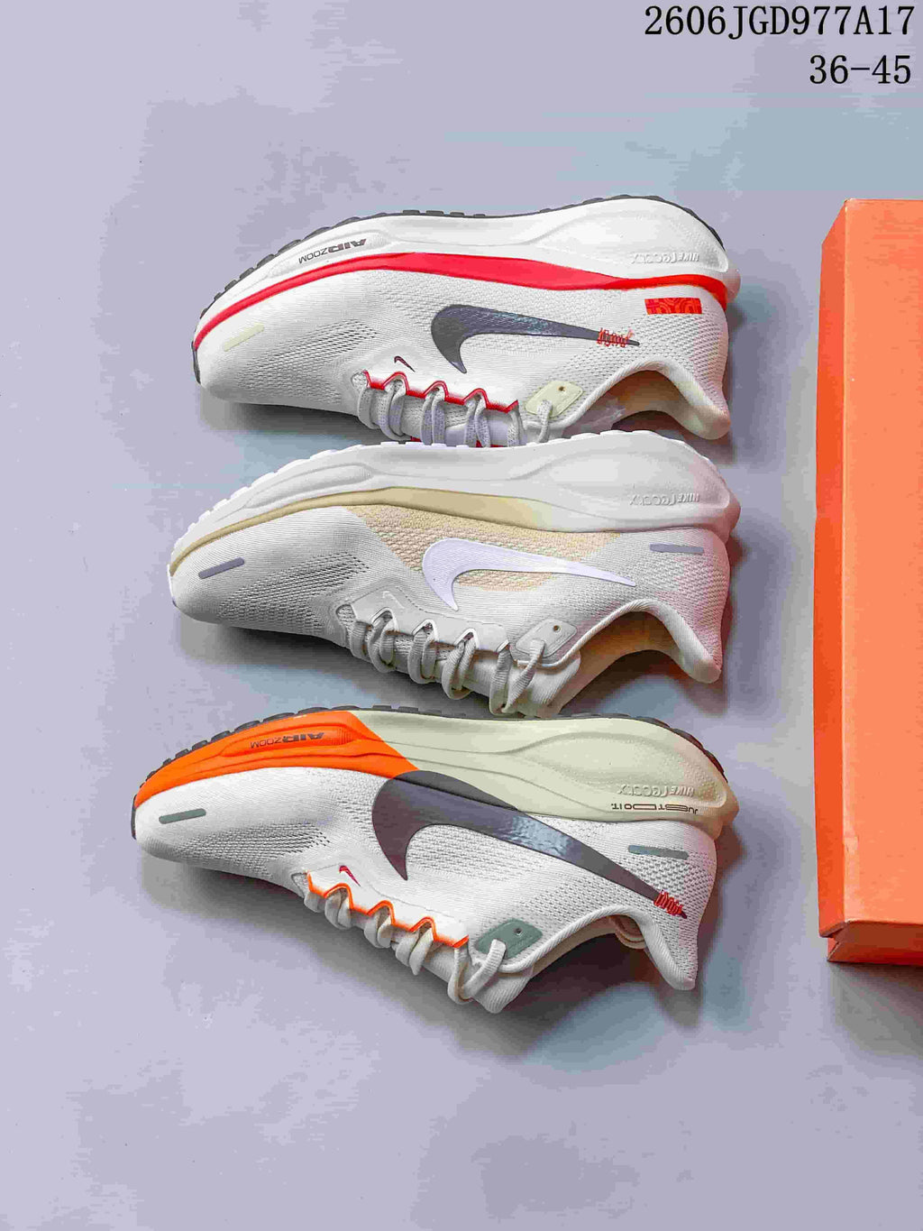 Three Pegasus 41 color variations shown from the side