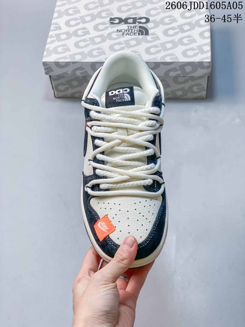 Top view showing the perforated toe box and extended lacing
