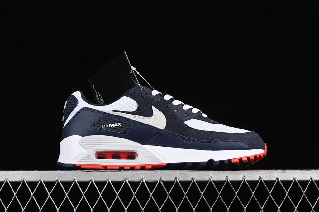 Side profile of a Nike Air Max 90 sneaker