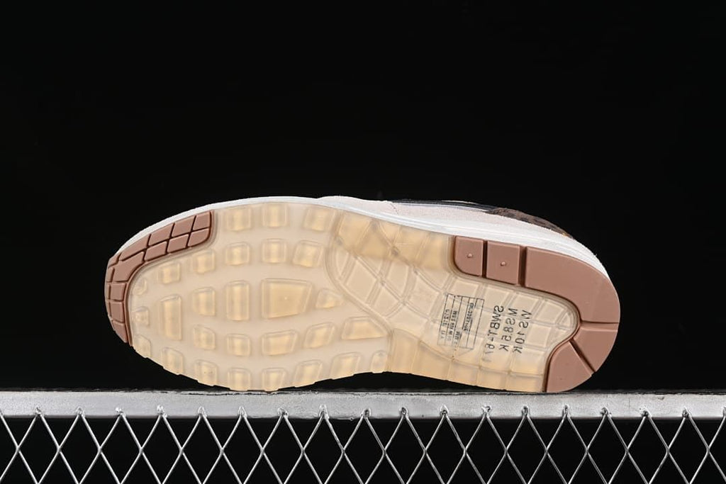 Underside view of the translucent and brown outsole