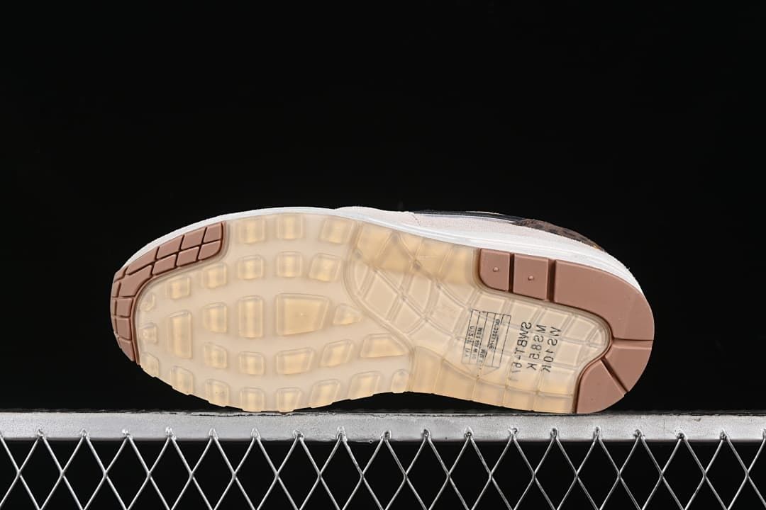 Underside view of the translucent and brown outsole