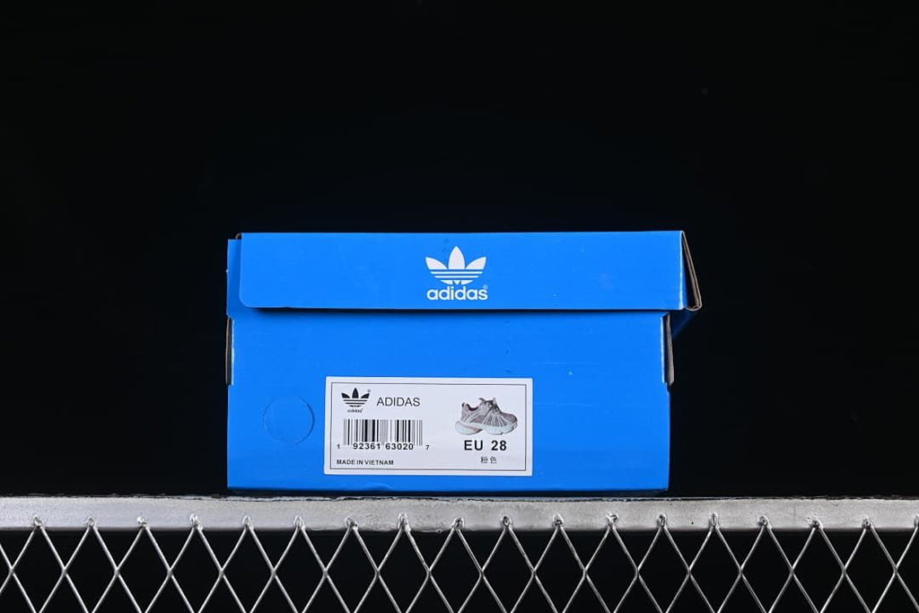 Blue adidas shoe box label showing EU 28