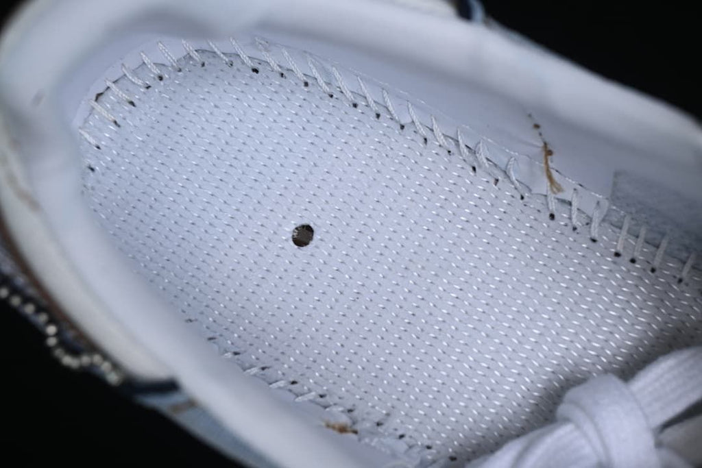 Close-up of the shoe interior and stitched lining