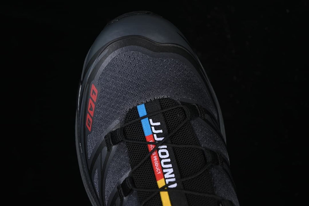 Top-down close-up of the toe and lace area