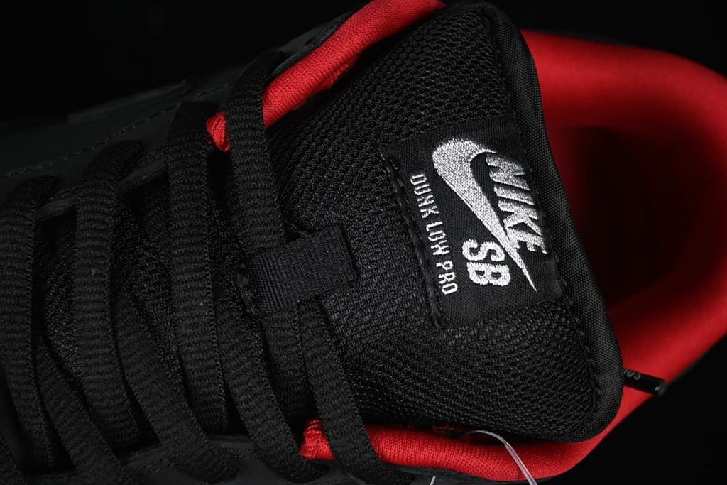 Close-up of the black tongue label and laces