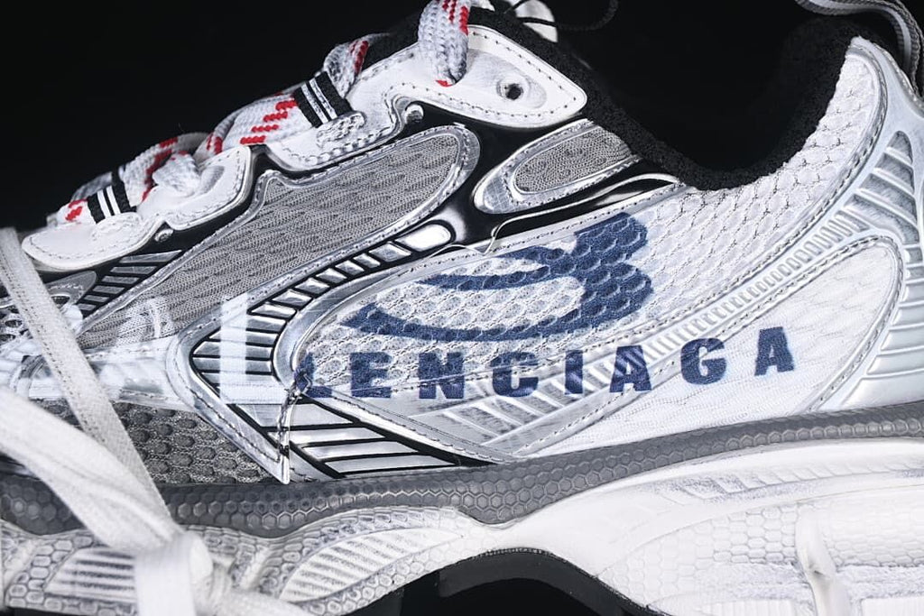 Close-up of the layered side panels and logo