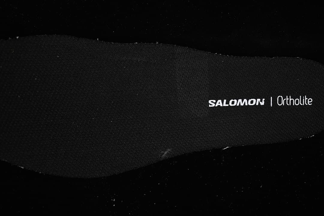 Close-up of insole marked Salomon and Ortholite