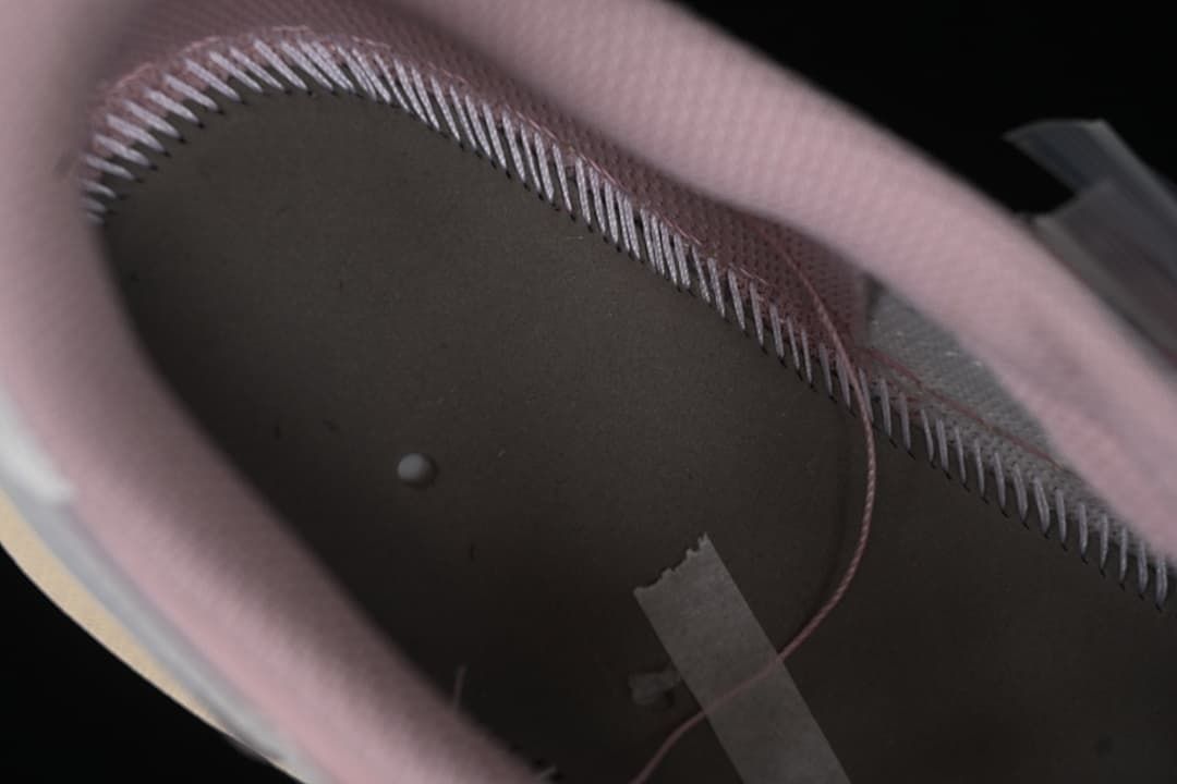Close-up view inside the sneaker around the collar and lining
