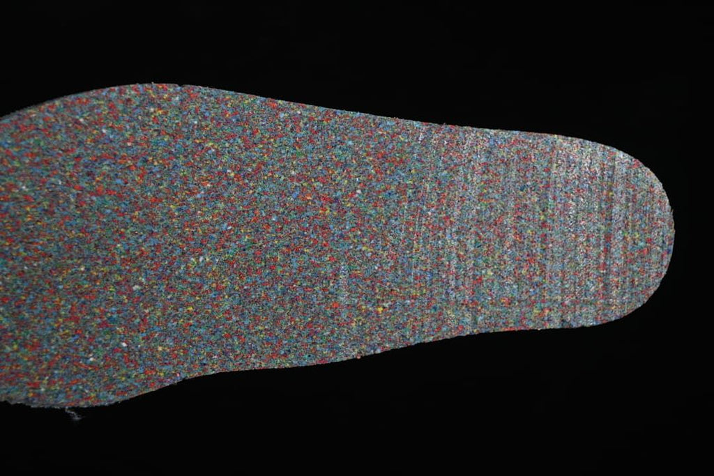 Close-up of the multicolored textured insole surface