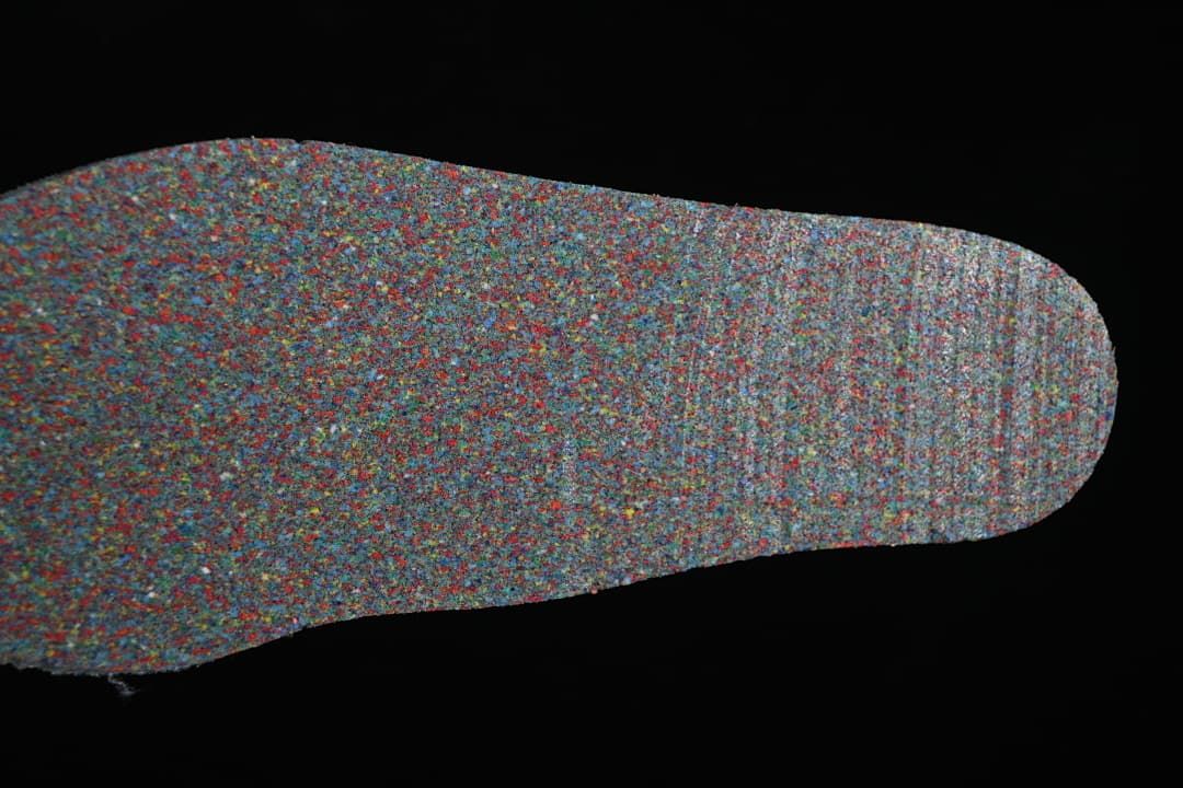 Close-up of the multicolored textured insole surface