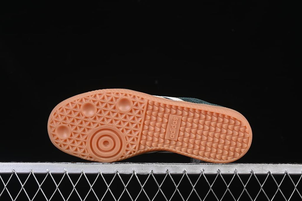 Underside of a gum-colored sole with patterned tread
