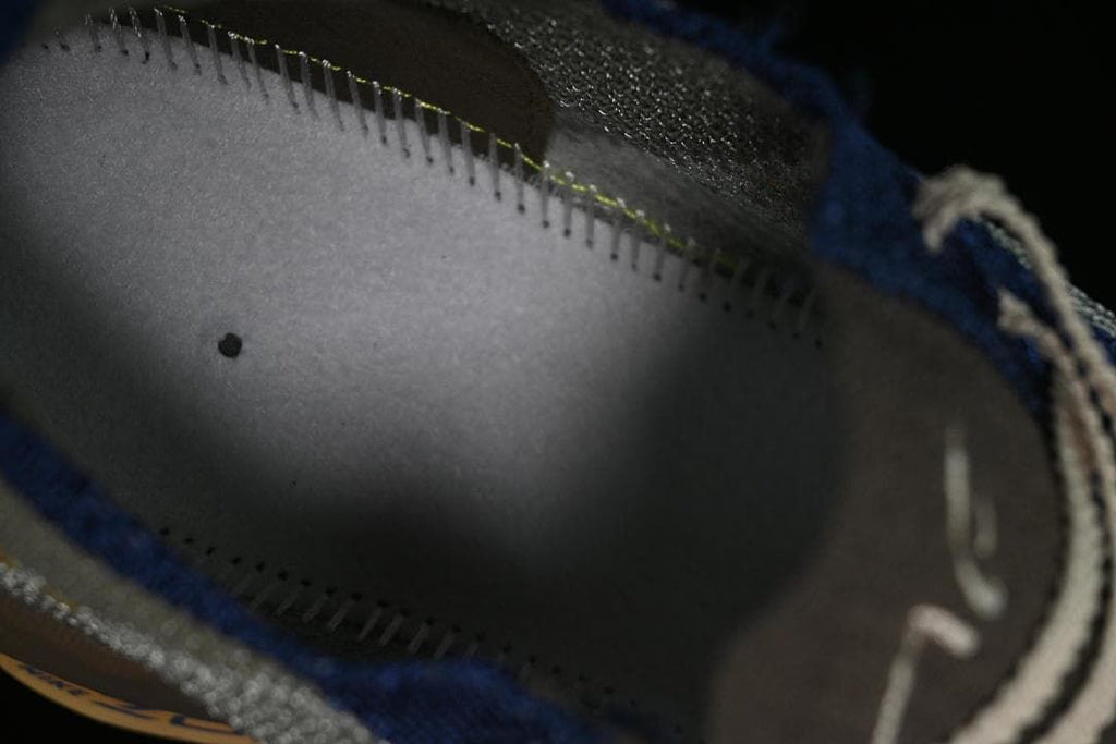 Close-up of the shoe interior and stitching