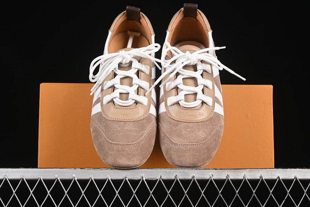 Front view of the pair showing rounded toes and lace-up details