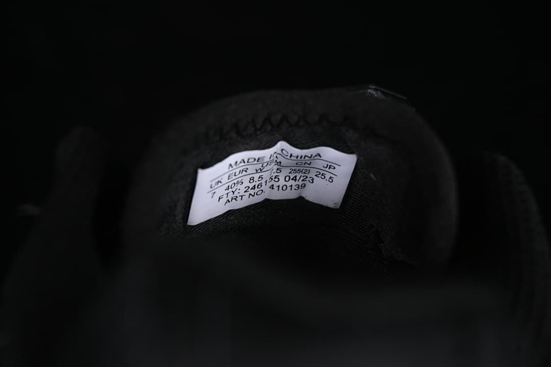 Interior size label photographed inside the shoe.