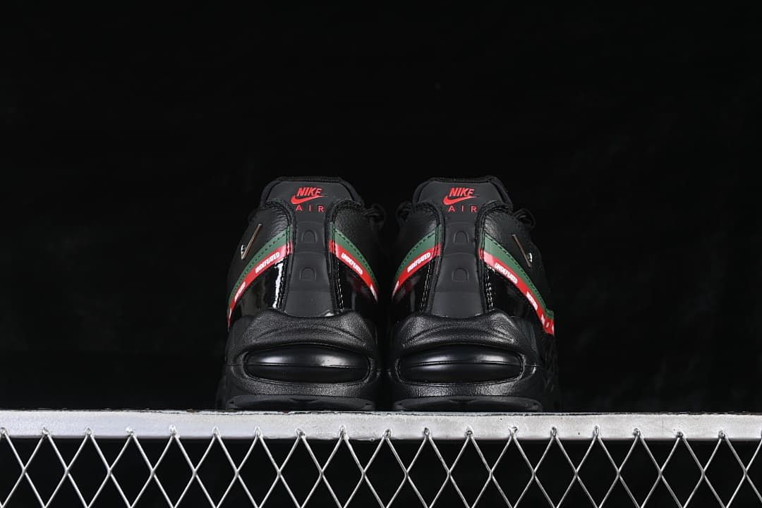 Rear view of both shoes showing the Air units and branded side strips