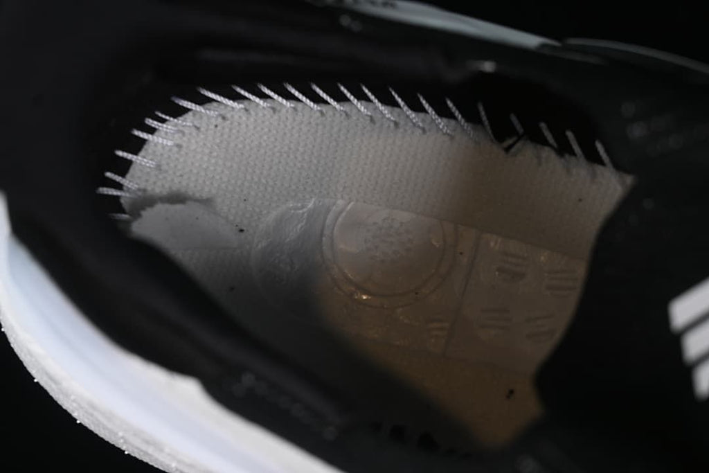 Interior view of the shoe showing its lining and construction