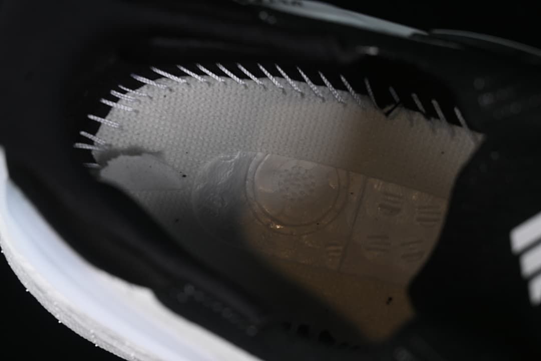 Interior view of the shoe showing its lining and construction