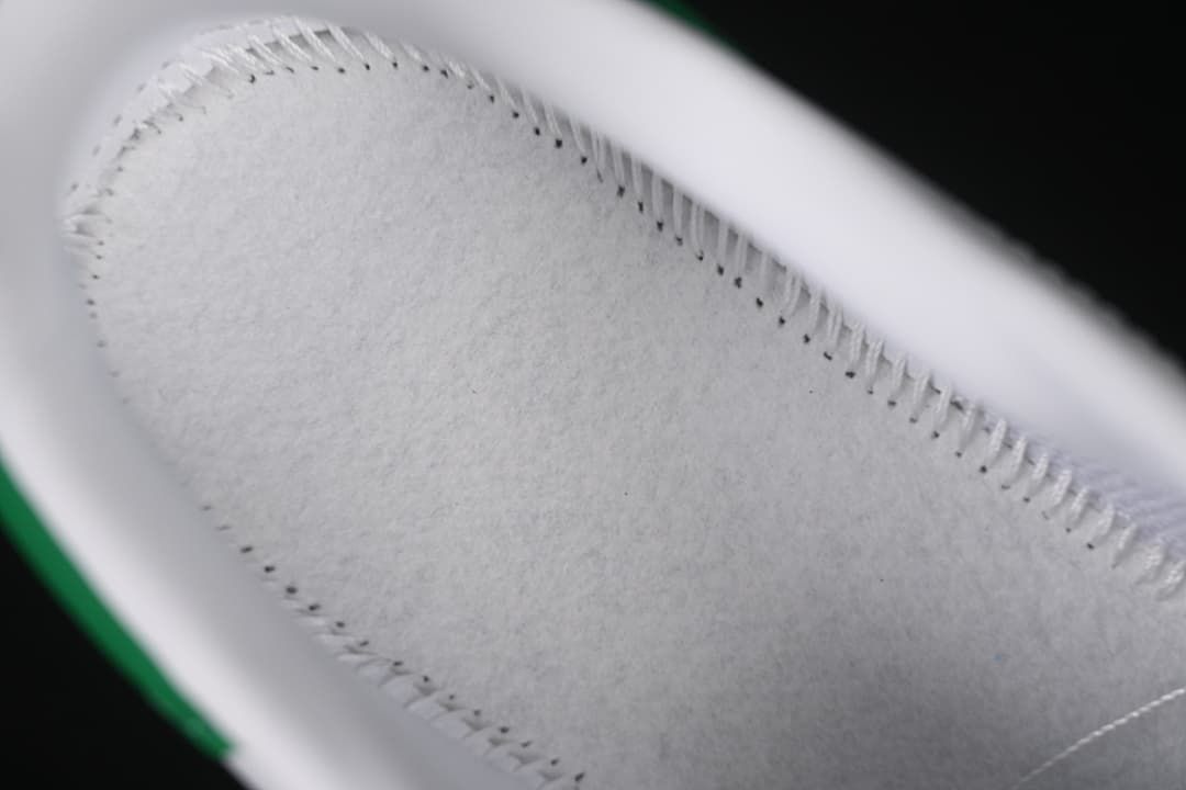 Close-up of the sneaker's interior lining and stitching