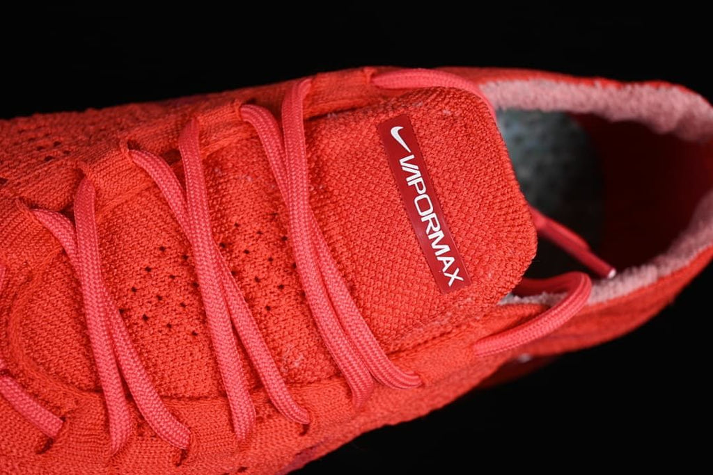 Top view of the laces and VaporMax tongue label