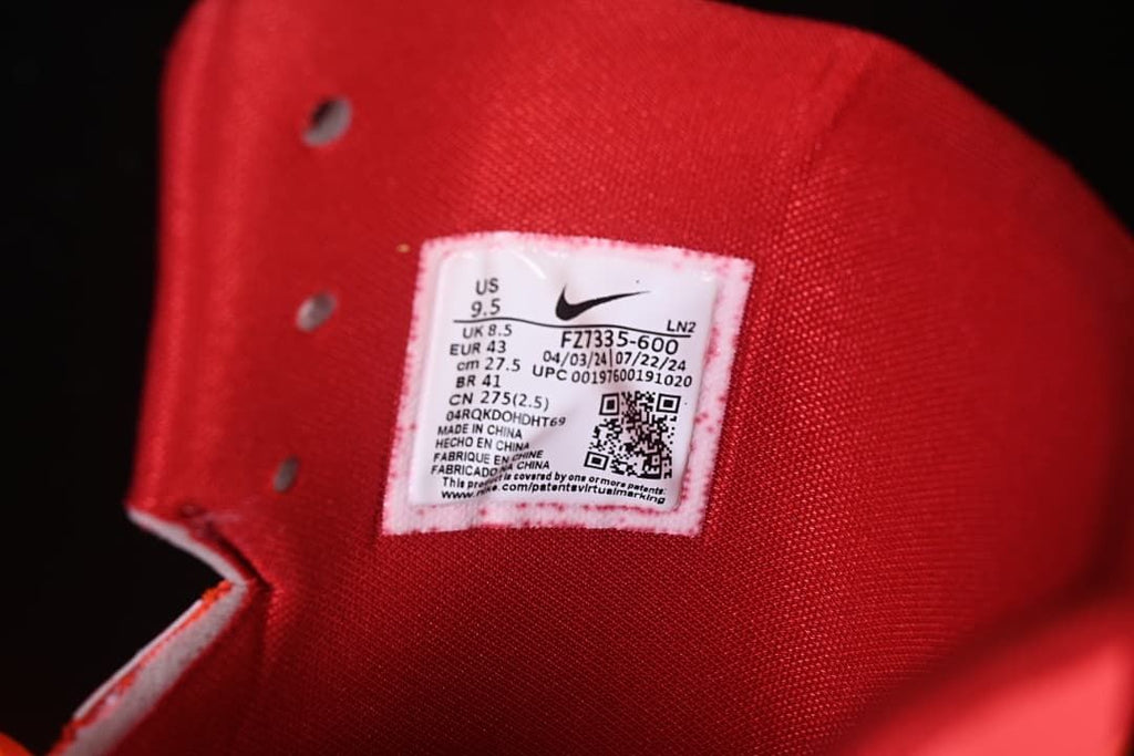 Interior shoe label showing US 9.5 and EU 43